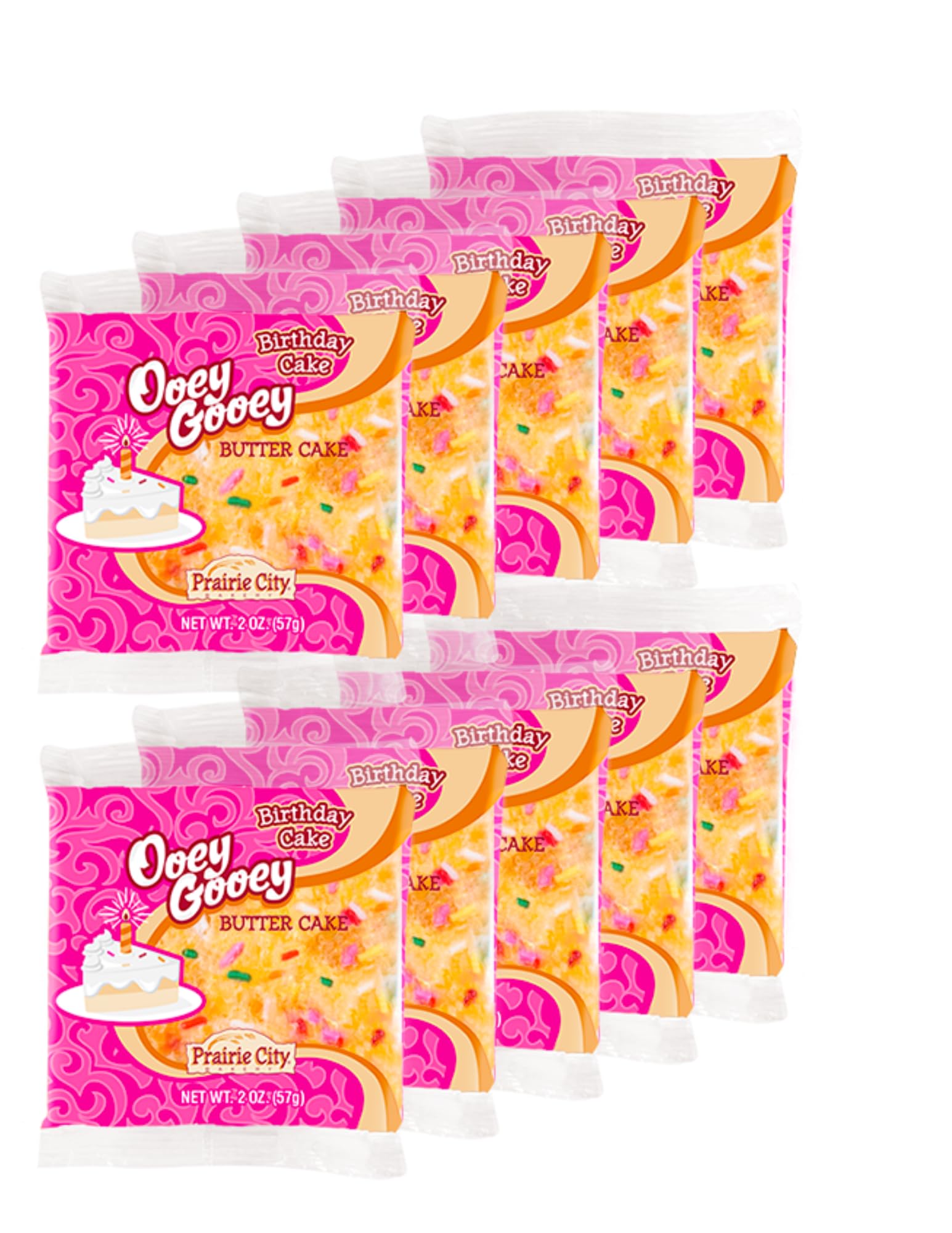 Prairie City Bakery Ooey Gooey Butter Cake Individually Wrapped On The Go Dessert Sweet Treats Perfect For Snacking 2 Ounce Snack Cakes Pack of 10 (Original)