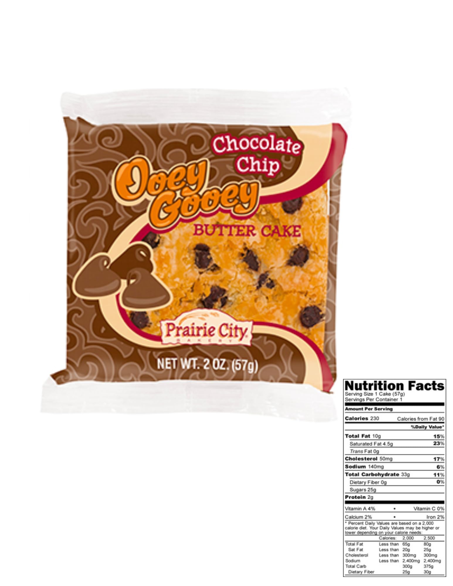 Prairie City Bakery Ooey Gooey Butter Cake Individually Wrapped On The Go Dessert Sweet Treats Perfect For Snacking 2 Ounce Snack Cakes Pack of 10 (Original)