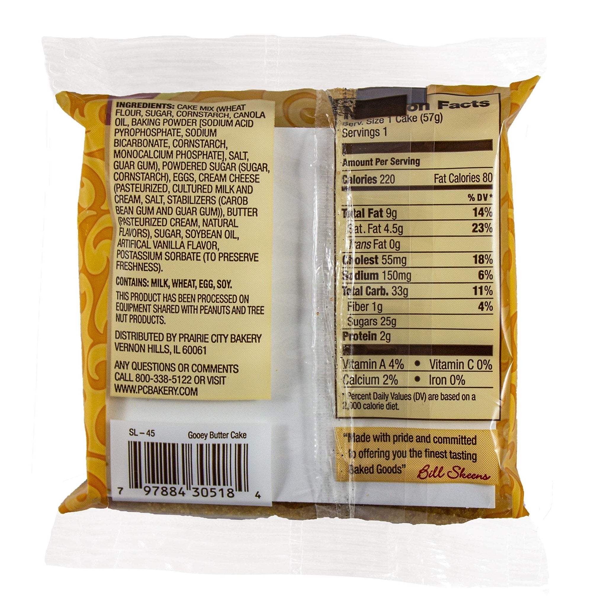 Prairie City Bakery Ooey Gooey Butter Cake Individually Wrapped On The Go Dessert Sweet Treats Perfect For Snacking 2 Ounce Snack Cakes Pack of 10 (Original)