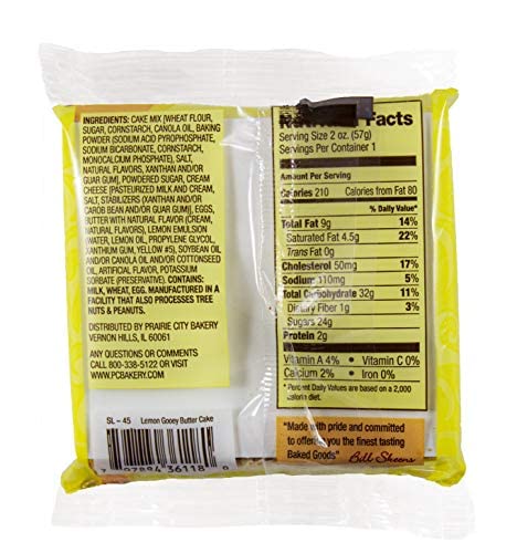 Prairie City Bakery Ooey Gooey Butter Cake Individually Wrapped On The Go Dessert Sweet Treats Perfect For Snacking 2 Ounce Snack Cakes Pack of 10 (Original)