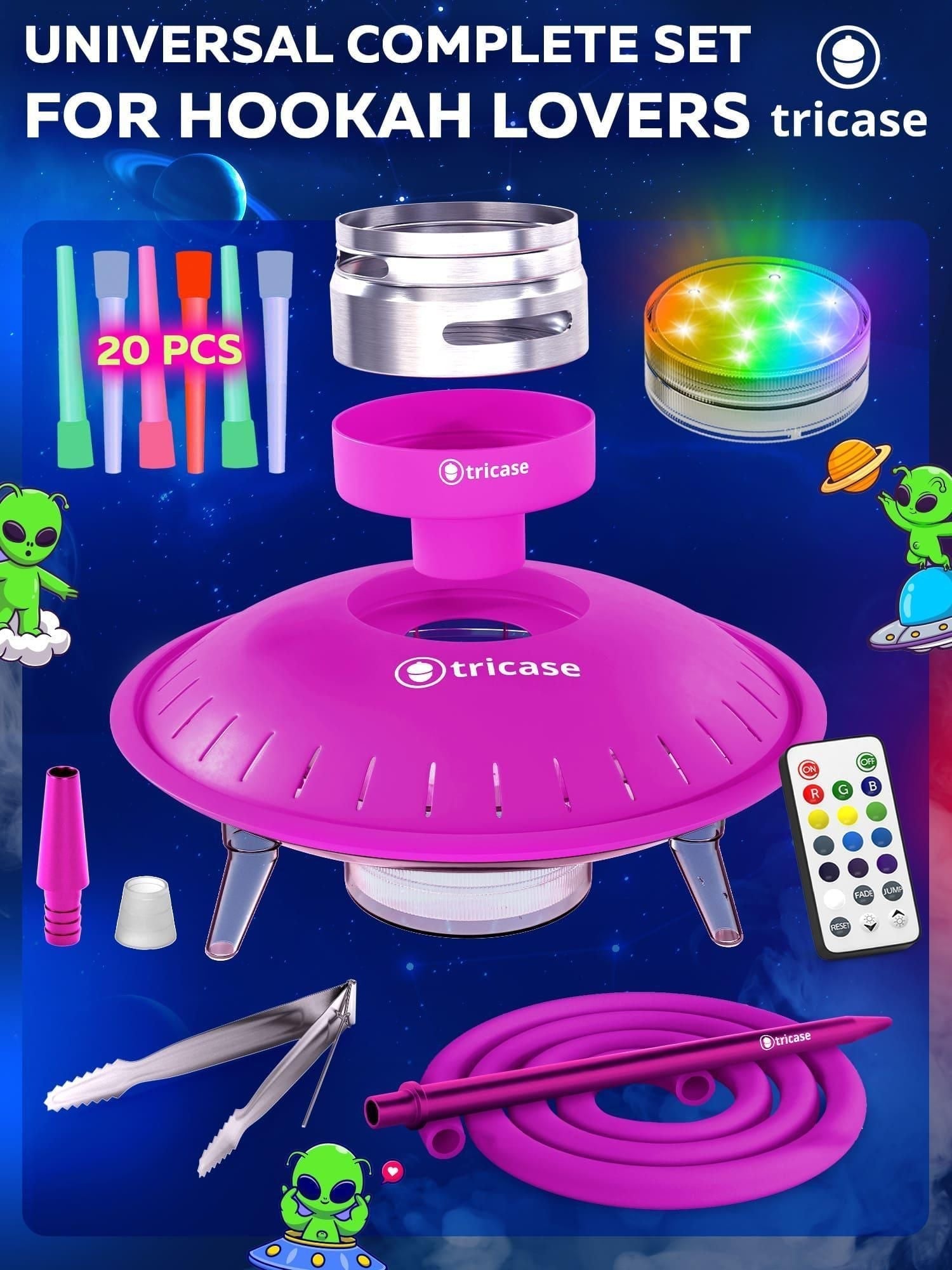 Premium Portable Purple Hookah Set Purple Hookah Set UFO With Everything