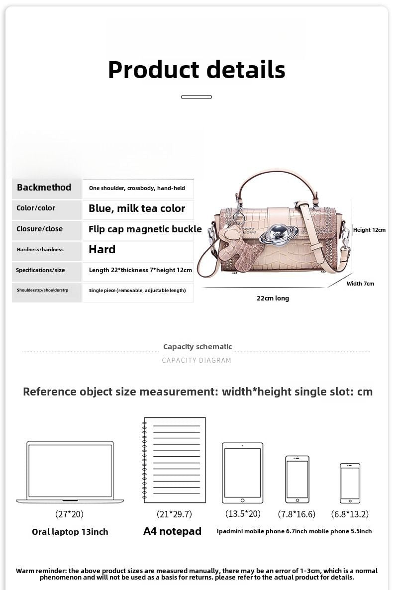 Premium sense crocodile print bag new commuter box bag female crossbody small square bag