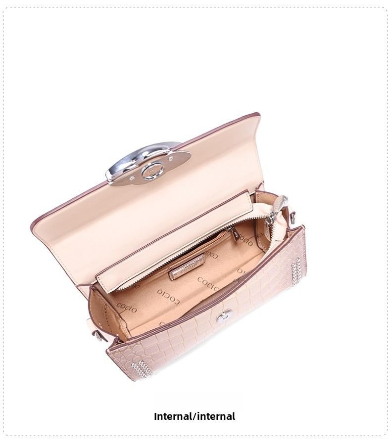 Premium sense crocodile print bag new commuter box bag female crossbody small square bag