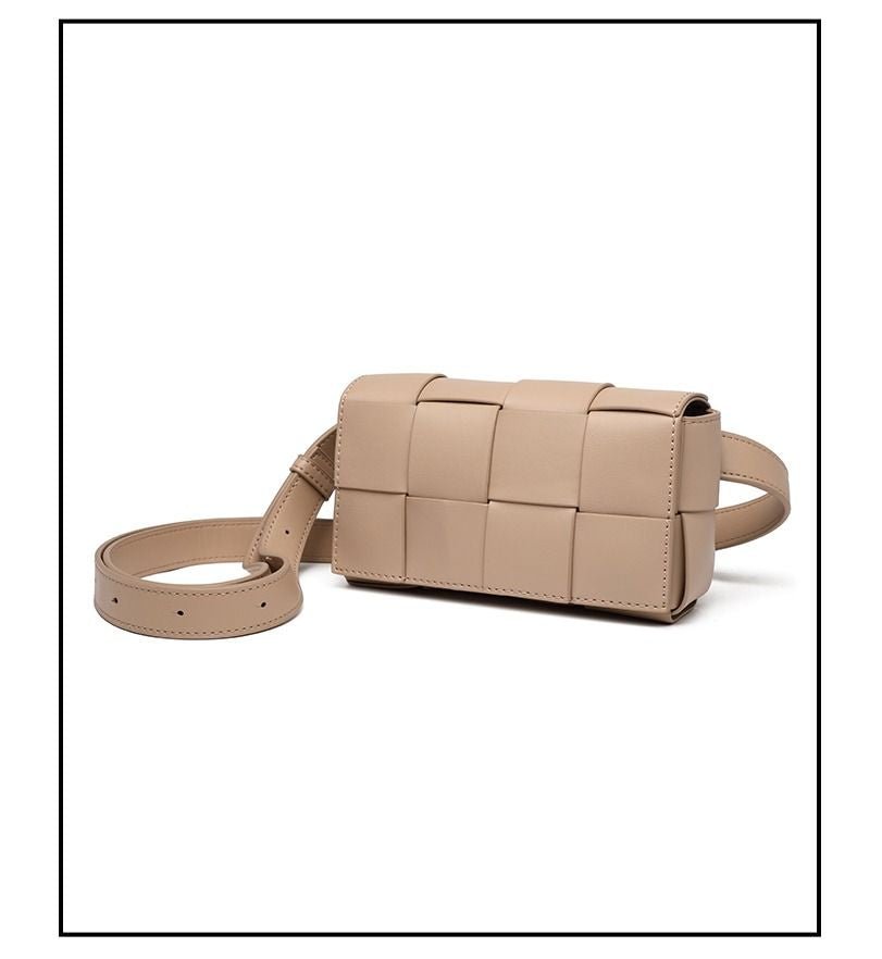 Premium sense of hundred with small bag 2025 new fashion pure color weaving niche ladies crossbody bag small aroma wind women's bag