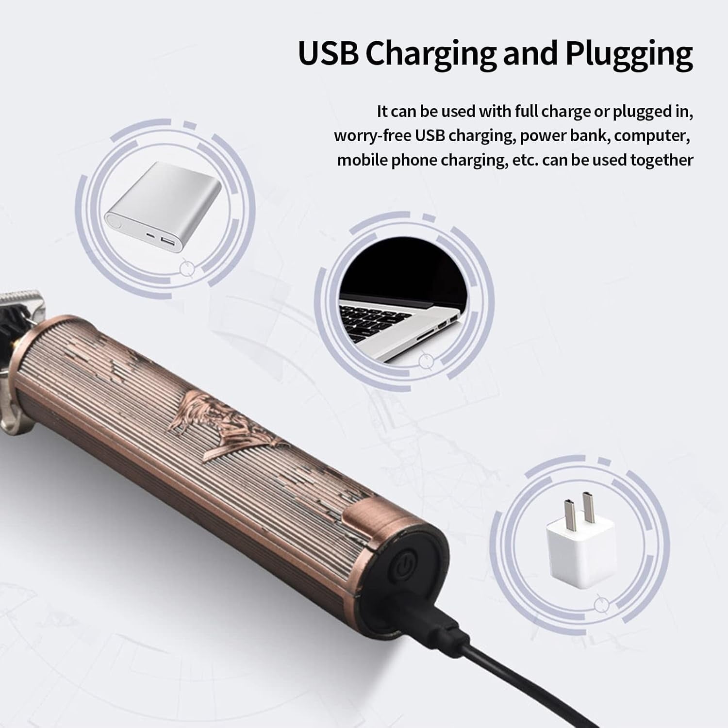 Professional Hair Clippers for Men, Men Hair Trimmer, Grooming Waterproof Rechargeable Close Cutting T Trimmer, USB Rechargeable Clippers for Hair Cutting with Guide Combs