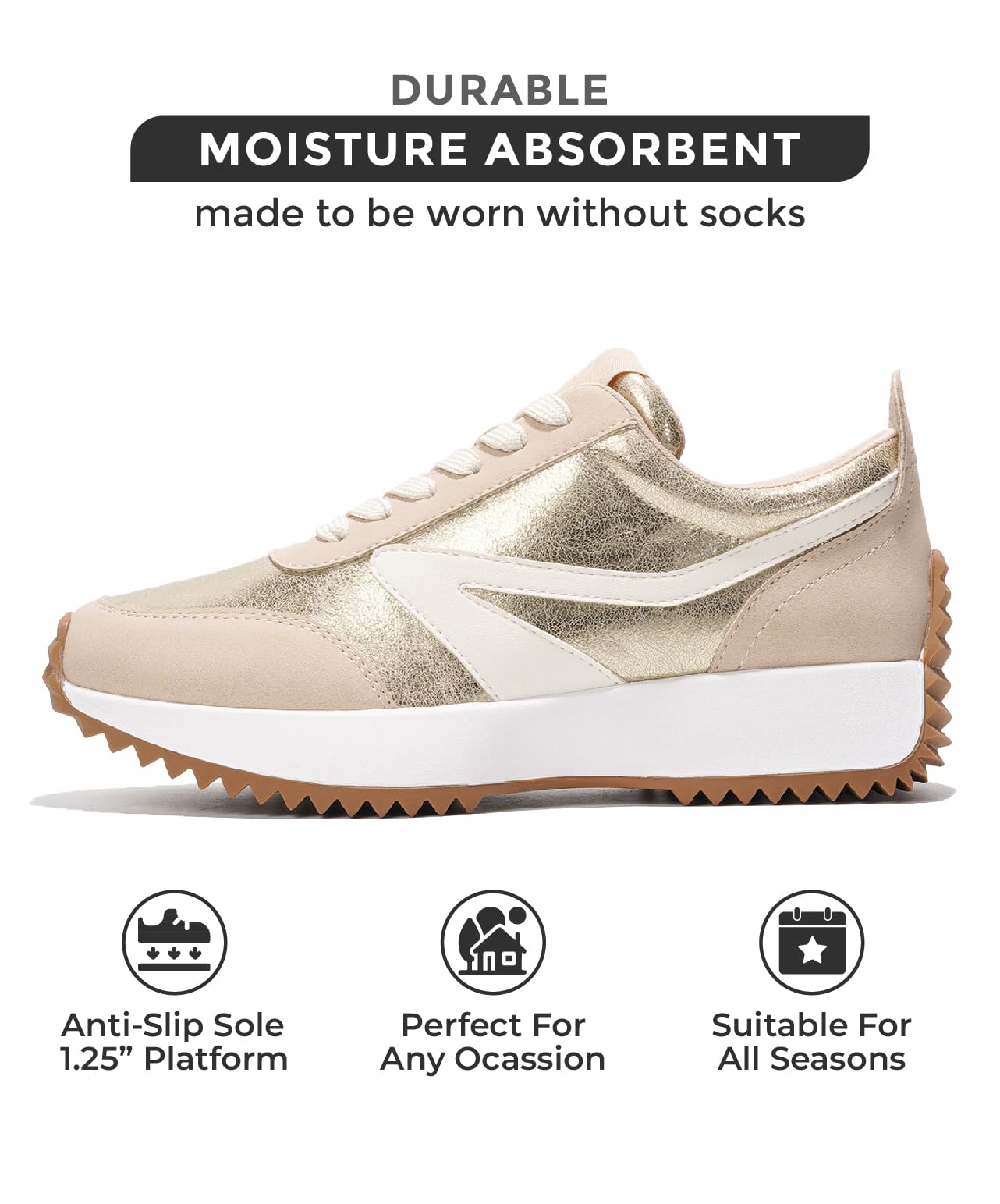 Project Cloud Womens Sneakers - Memory Foam Insole and Lightweight Spring Shoes - Non-Slip Lace Up Trendy Shoes - Fashion Sneakers for Women 2025