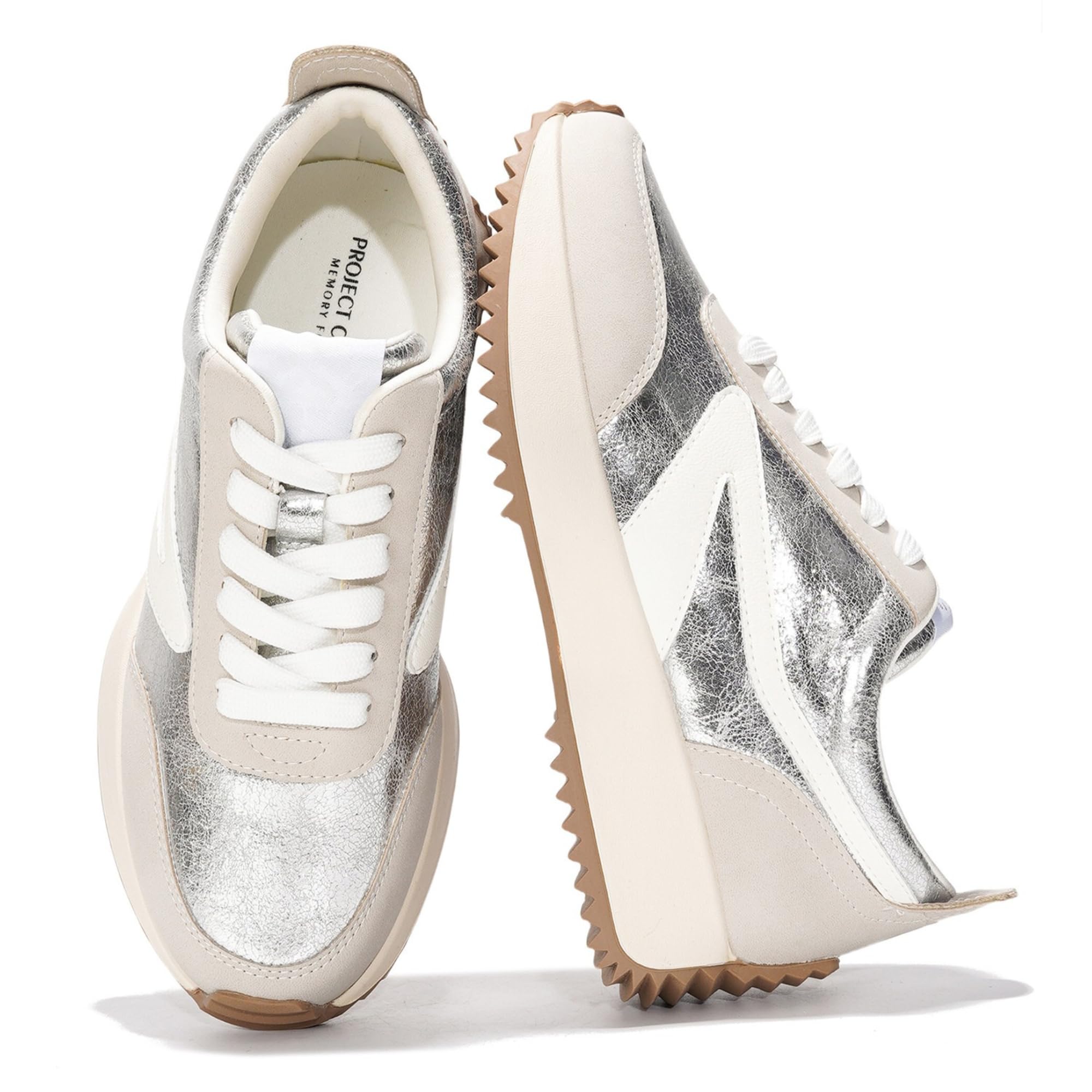 Project Cloud Womens Sneakers - Memory Foam Insole and Lightweight Spring Shoes - Non-Slip Lace Up Trendy Shoes - Fashion Sneakers for Women 2025