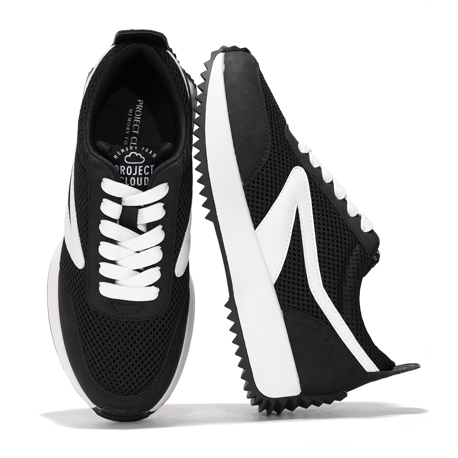 Project Cloud Womens Sneakers - Memory Foam Insole and Lightweight Spring Shoes - Non-Slip Lace Up Trendy Shoes - Fashion Sneakers for Women 2025