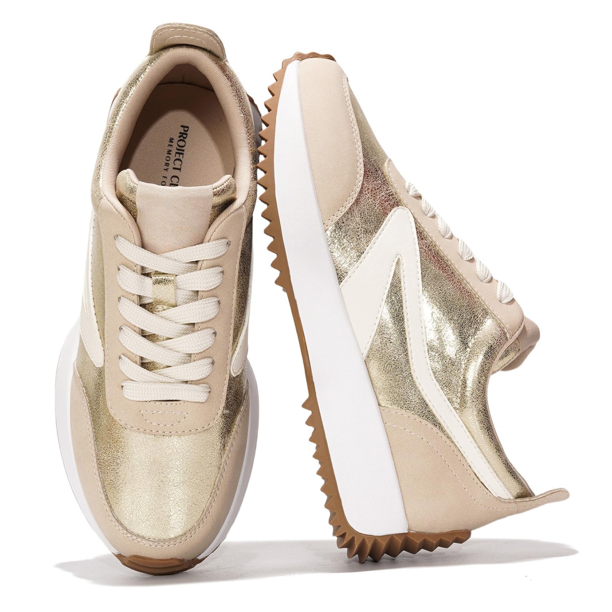 Project Cloud Womens Sneakers - Memory Foam Insole and Lightweight Spring Shoes - Non-Slip Lace Up Trendy Shoes - Fashion Sneakers for Women 2025