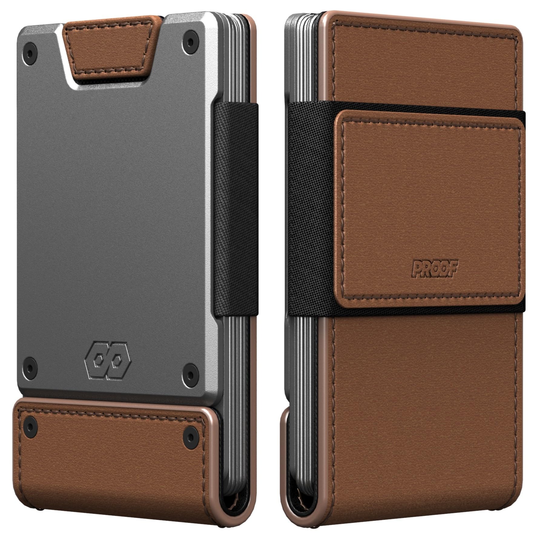 PROOF Wallet | Slim Minimalist Wallets for Men | Leather & Metal | RFID Wallet | Front/Back Pocket | Gift Box | Veteran Owned