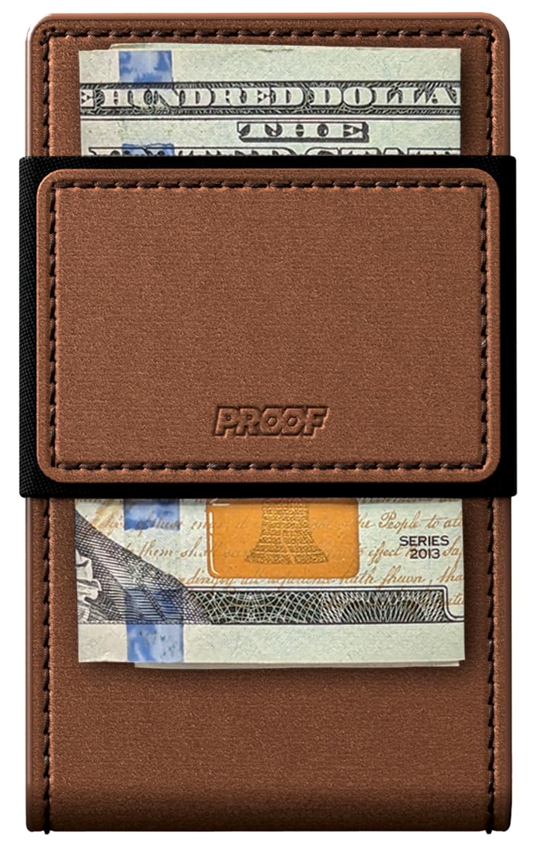 PROOF Wallet | Slim Minimalist Wallets for Men | Leather & Metal | RFID Wallet | Front/Back Pocket | Gift Box | Veteran Owned