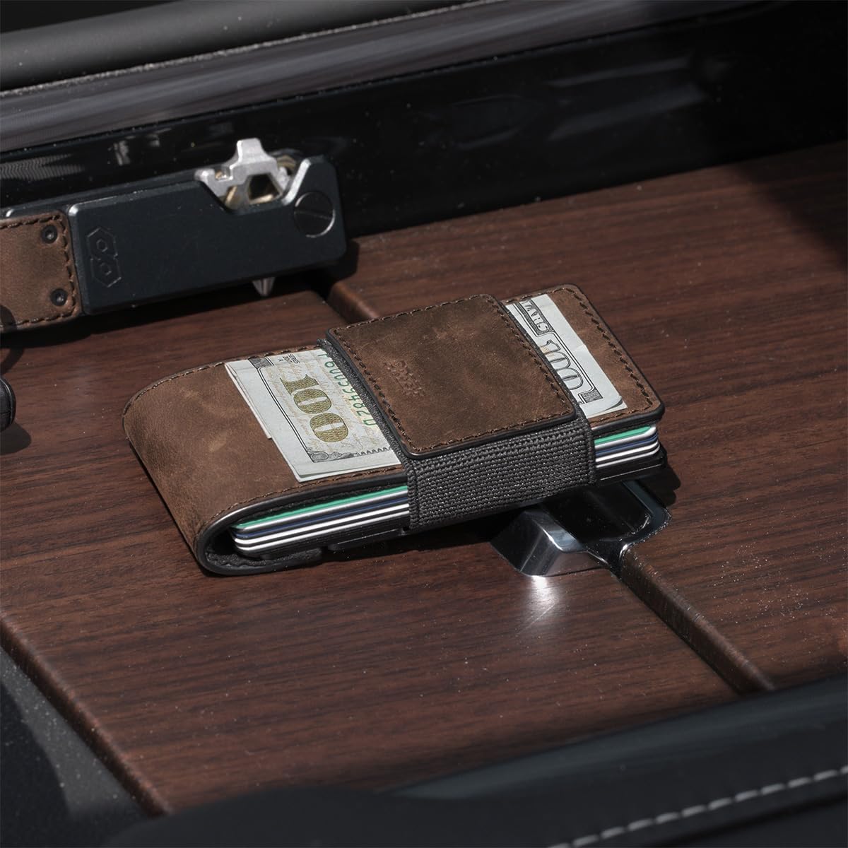 PROOF Wallet | Slim Minimalist Wallets for Men | Leather & Metal | RFID Wallet | Front/Back Pocket | Gift Box | Veteran Owned