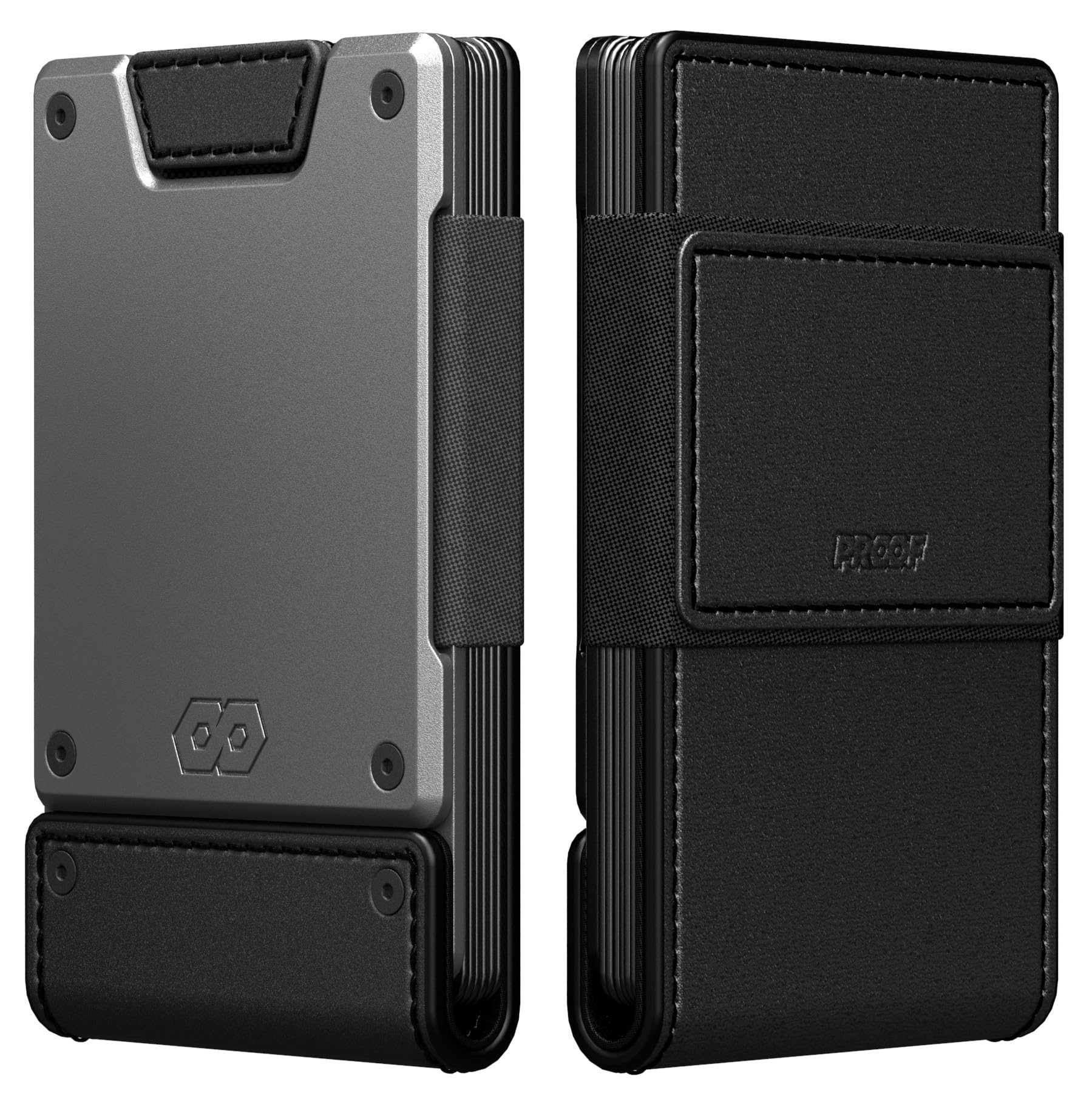 PROOF Wallet | Slim Minimalist Wallets for Men | Leather & Metal | RFID Wallet | Front/Back Pocket | Gift Box | Veteran Owned