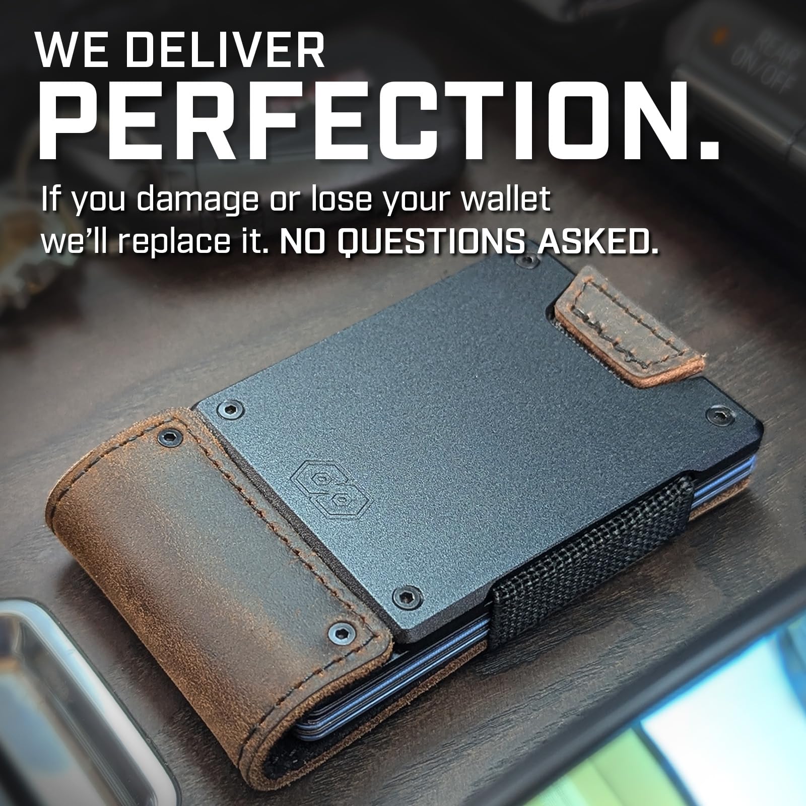 PROOF Wallet | Slim Minimalist Wallets for Men | Leather & Metal | RFID Wallet | Front/Back Pocket | Gift Box | Veteran Owned