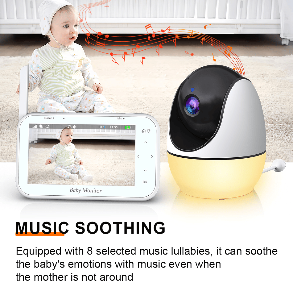 PSABM200S Baby Motion Monitor Temperature Monitor Micro SD (4-32GB) option 4.3Inch IPS IR Night Vision Video Dual Audio HD 1920 * 1080