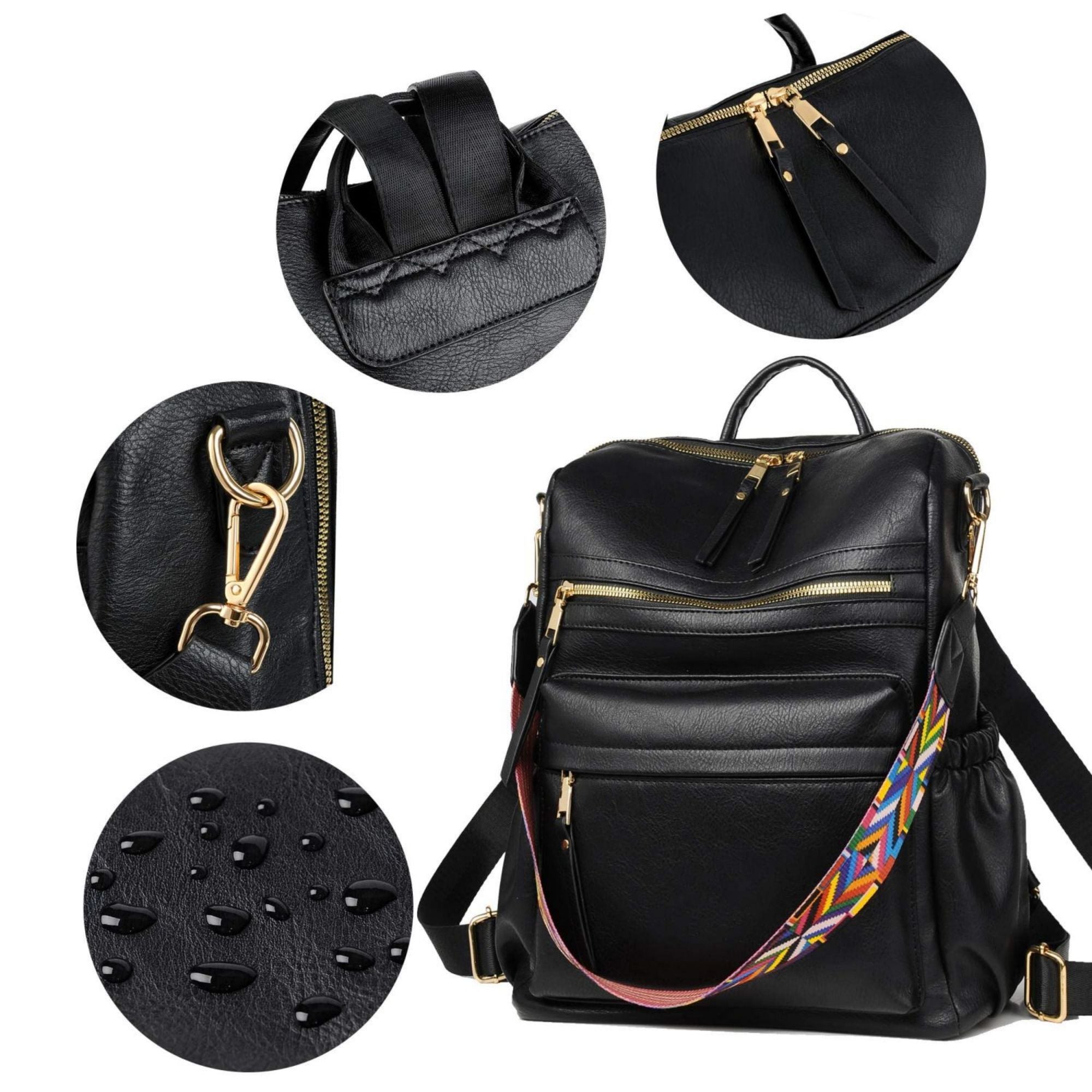 PU Leather Backpack Purse For Women Convertible Ladies Fashion Casual Large School Shoulder Bags