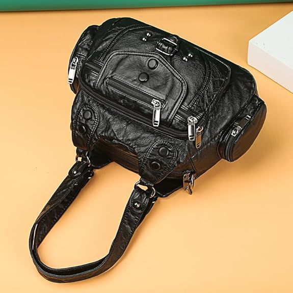 PU Leather Crossbody Bags for Women Medium Size Soft Leather Multi Pocket Shoulder Purses for Women Trendy Vintage