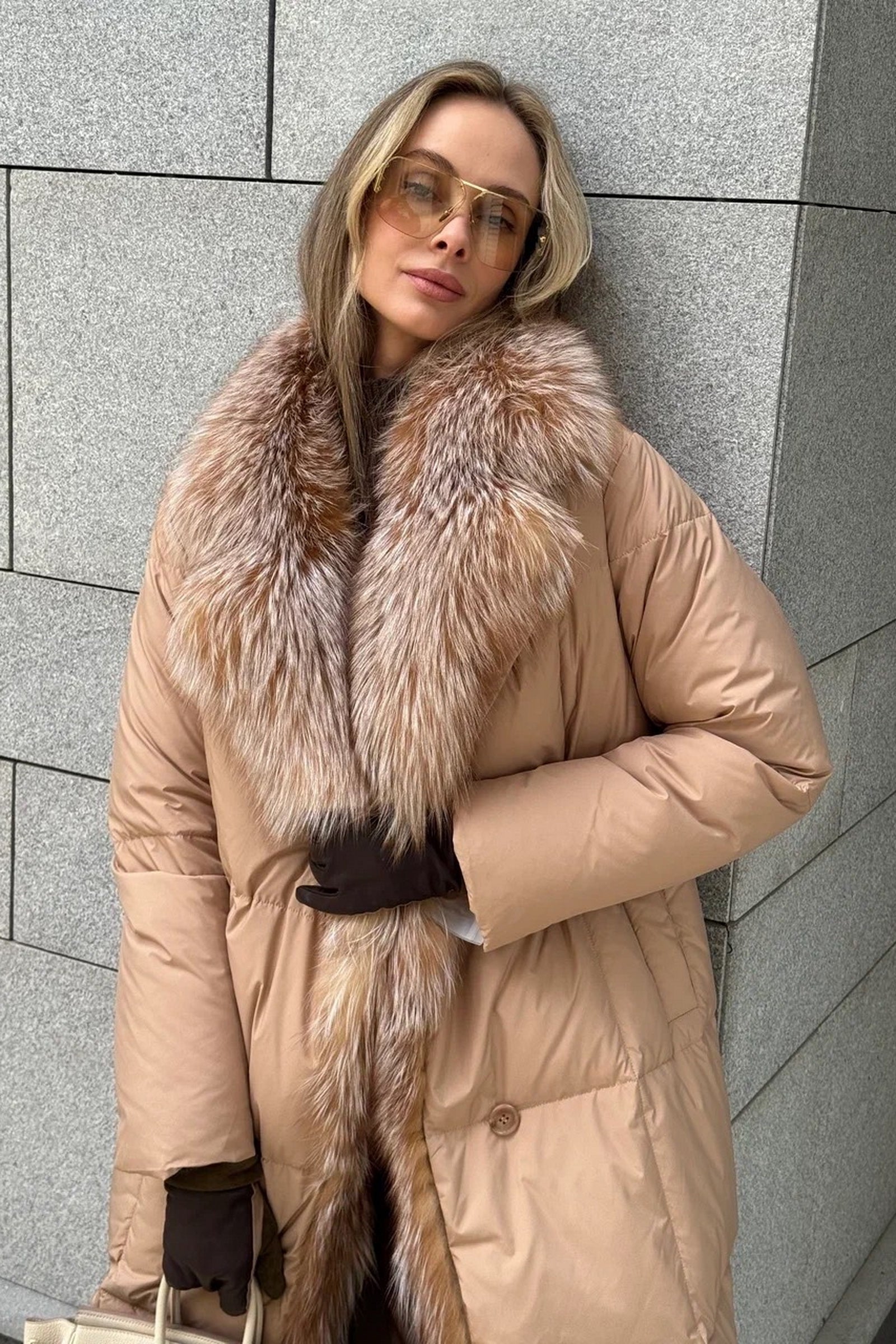 Genuine Polar Fox Premium Down Parka Coat