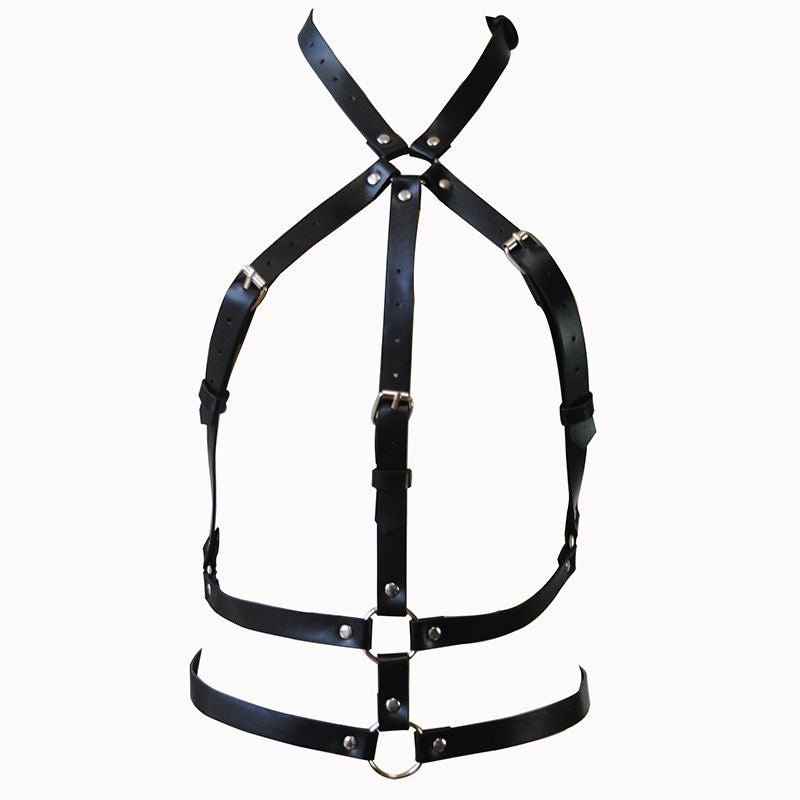 Punk Waist Chain Belt Leather Choker Belt One Piece Bra Chain Body Jewelry Accessories for Women and Girls(Black )