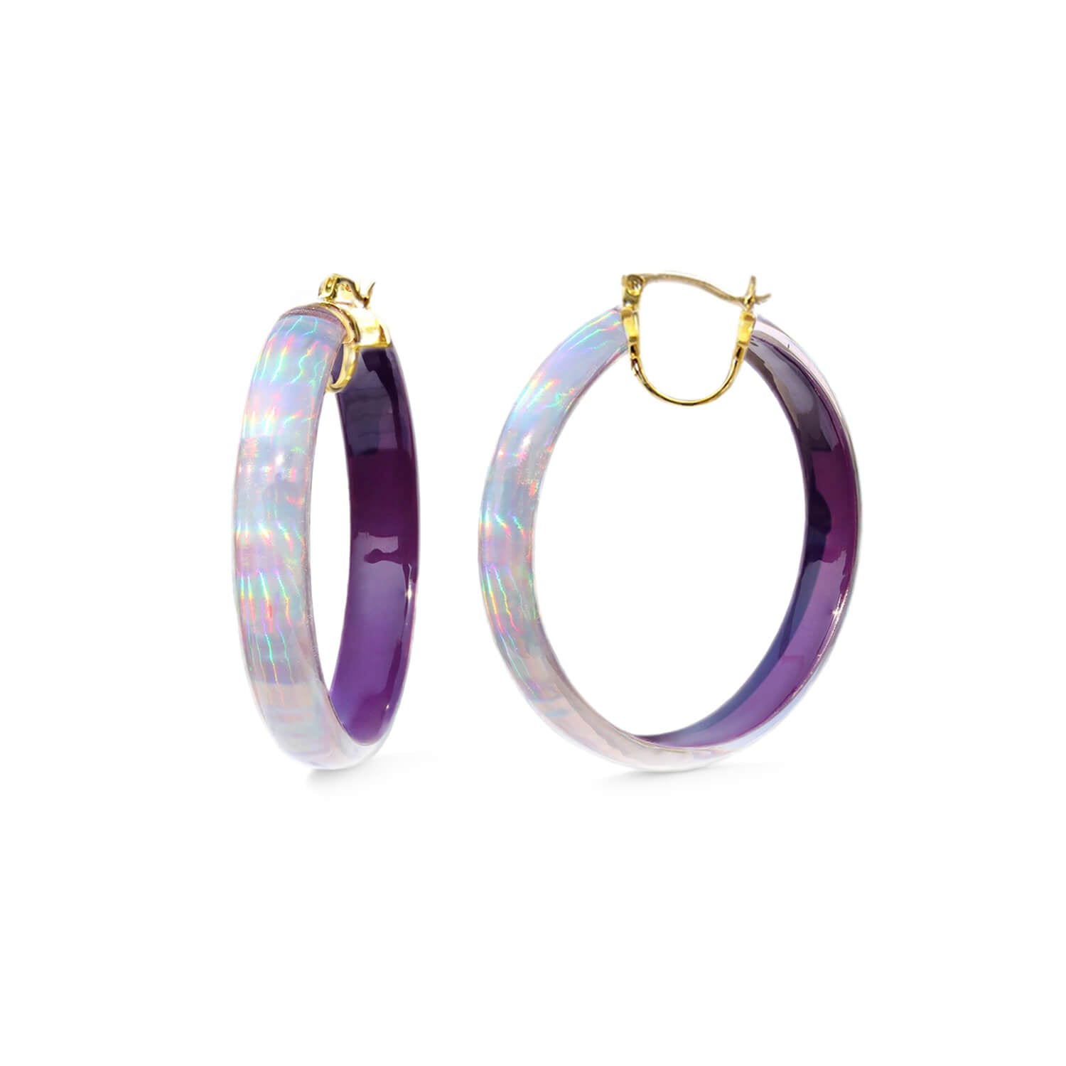 Large Rave Lucite Hoops in Purple