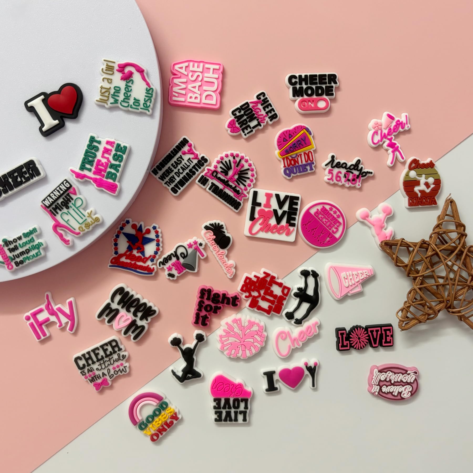 PVC Shoe Charms for Clog Sandals, USA Flag, Dancing, Cheerleading, DIY Shoe Decoration Charms, Party Favor