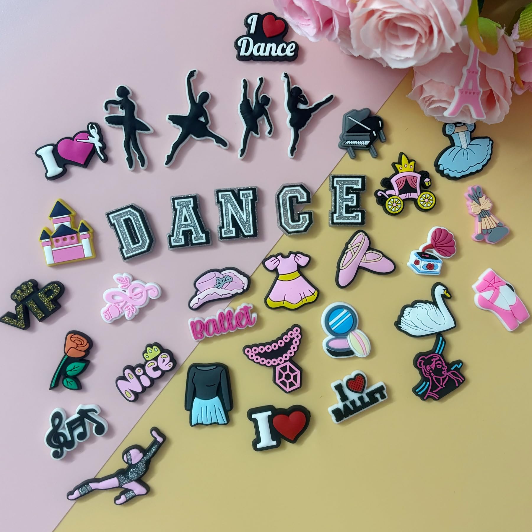 PVC Shoe Charms for Clog Sandals, USA Flag, Dancing, Cheerleading, DIY Shoe Decoration Charms, Party Favor