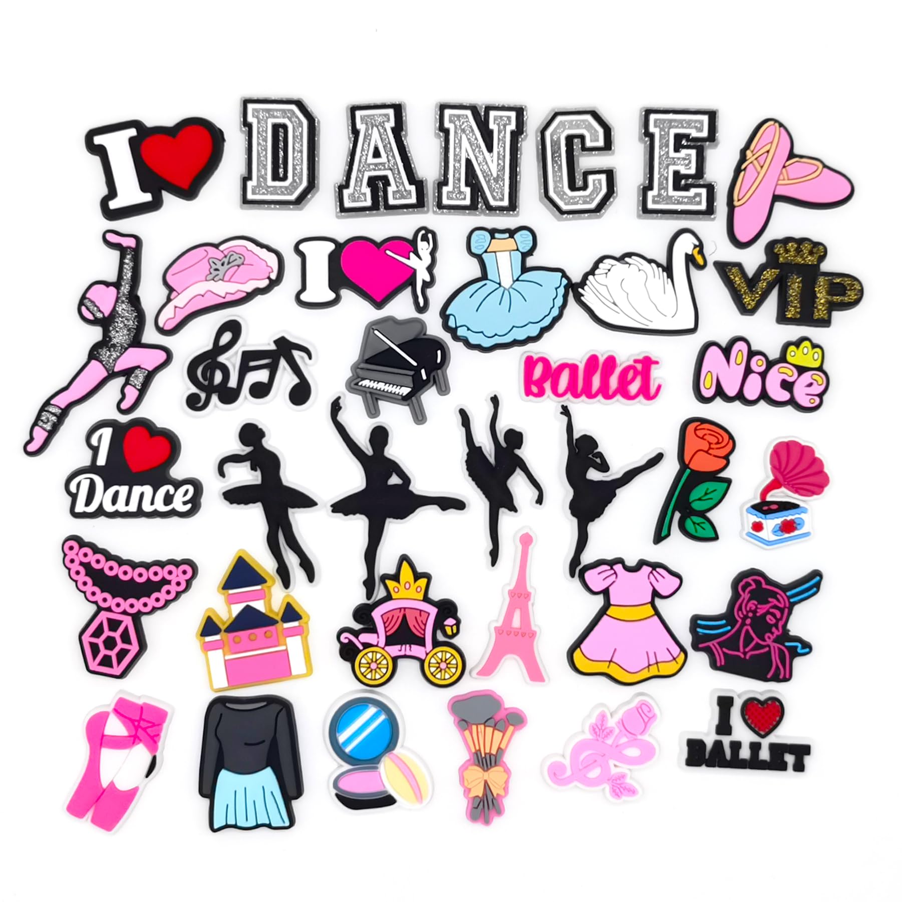 PVC Shoe Charms for Clog Sandals, USA Flag, Dancing, Cheerleading, DIY Shoe Decoration Charms, Party Favor