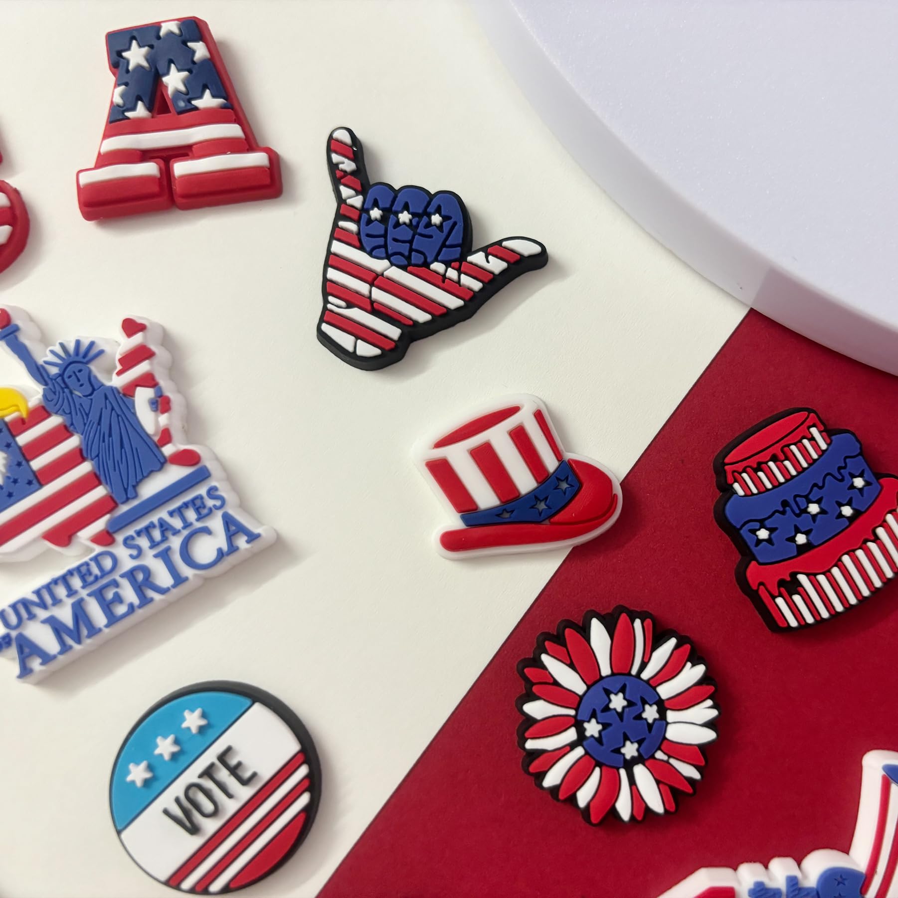 PVC Shoe Charms for Clog Sandals, USA Flag, Dancing, Cheerleading, DIY Shoe Decoration Charms, Party Favor