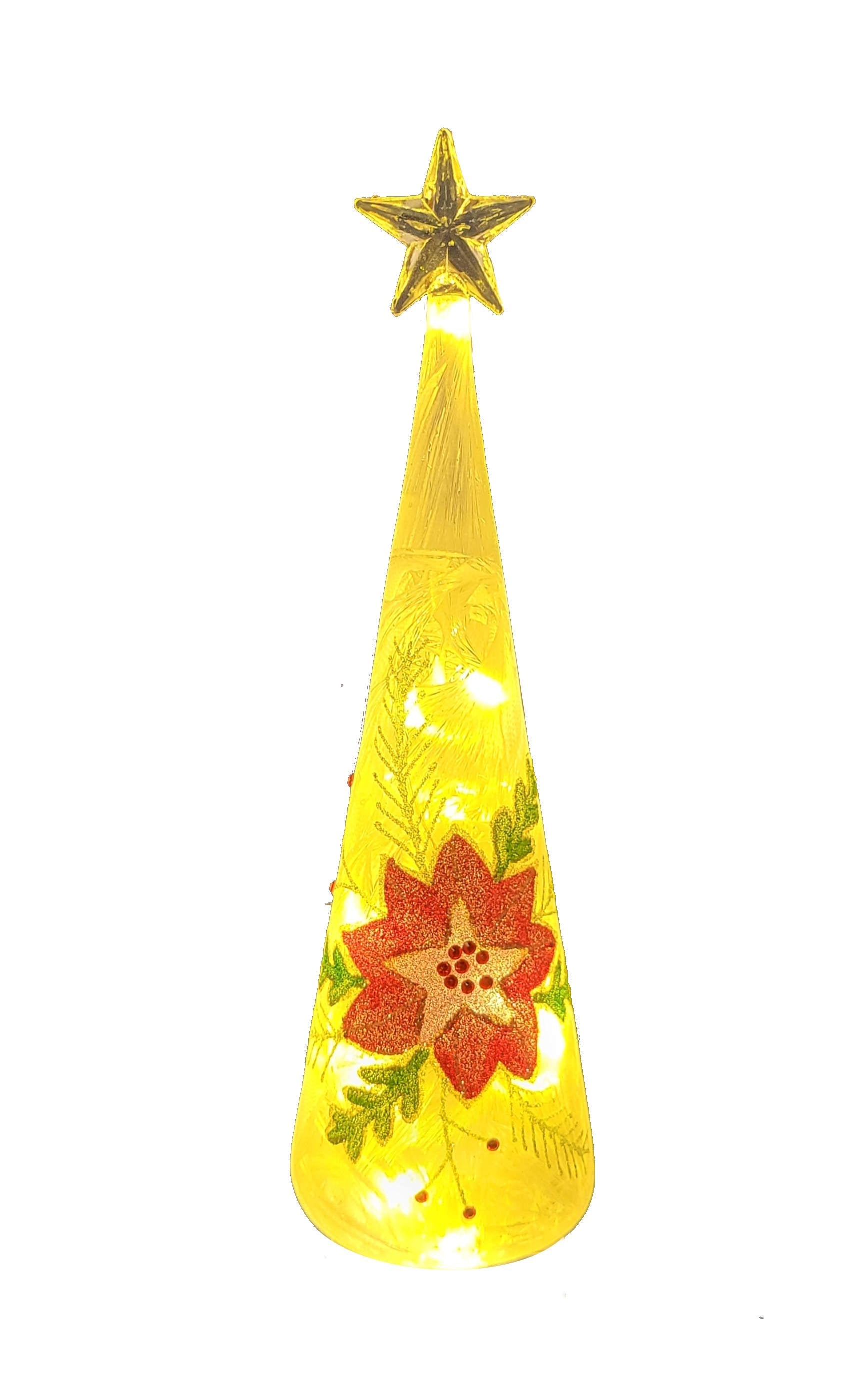 LED Glass Poinsettia Tree - Large