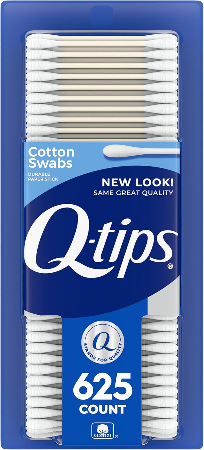 Q-tips Cotton Swabs For Hygiene and Beauty Care Original Cotton Swab Made With 100% Cotton 625 Count, WHITE