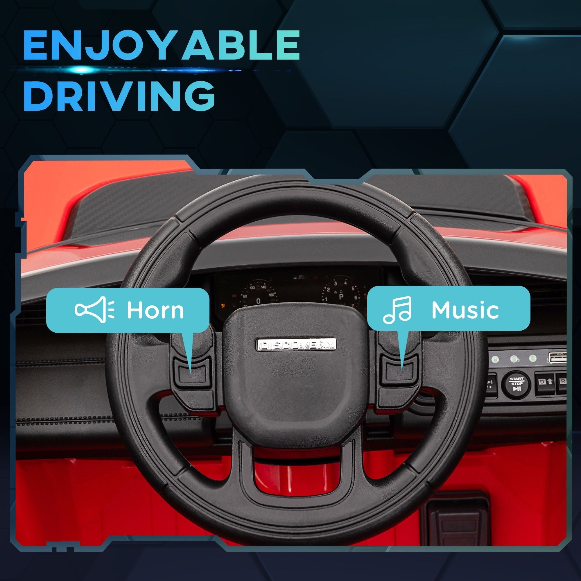 Qaba Land Rover Discovery Sport Licensed 12V Kids Ride on Car, Battery Powered Kids Electric Car with Remote Control, Soft Start, LED Lights, Music Horn, 3 Speeds, Red