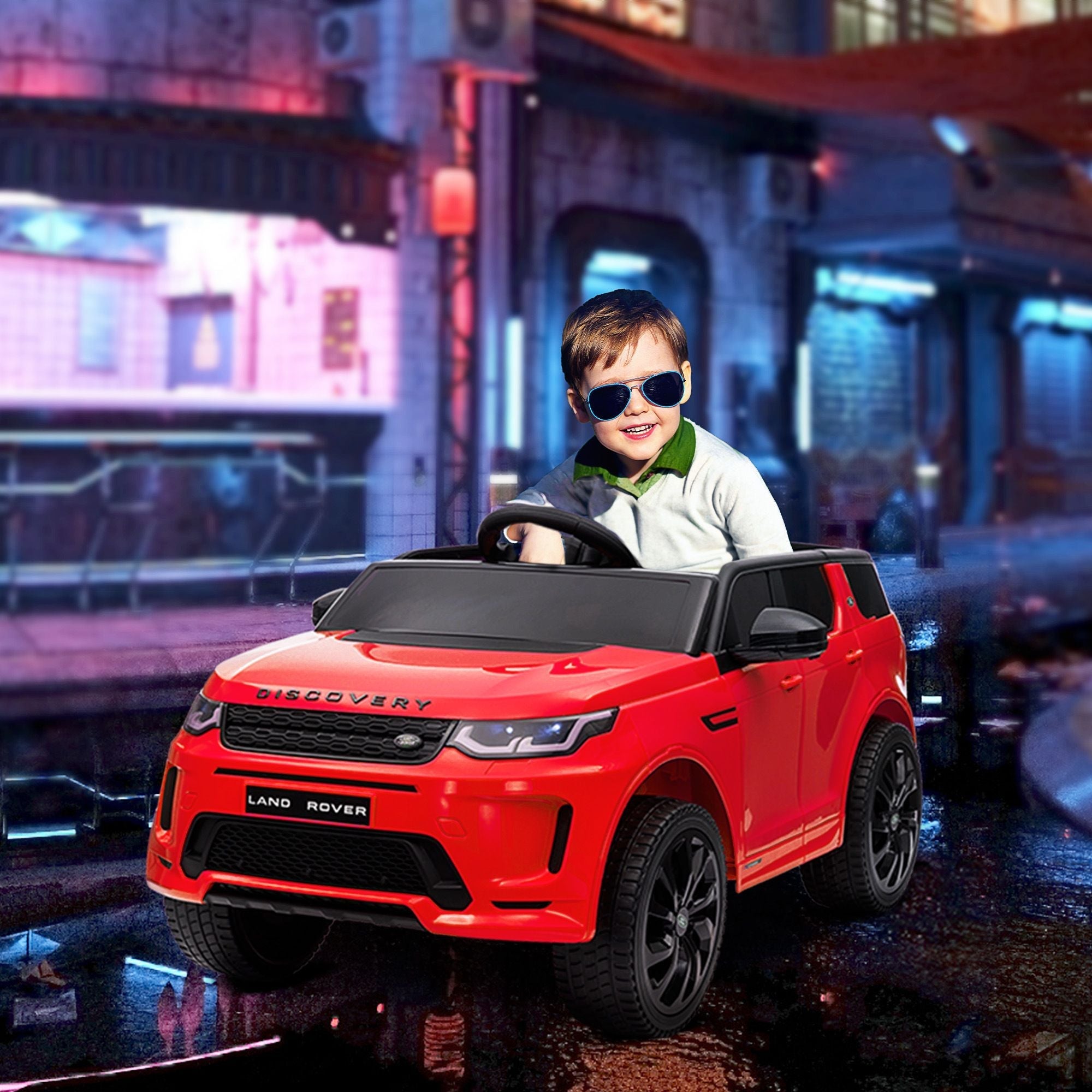 Qaba Land Rover Discovery Sport Licensed 12V Kids Ride on Car, Battery Powered Kids Electric Car with Remote Control, Soft Start, LED Lights, Music Horn, 3 Speeds, Red
