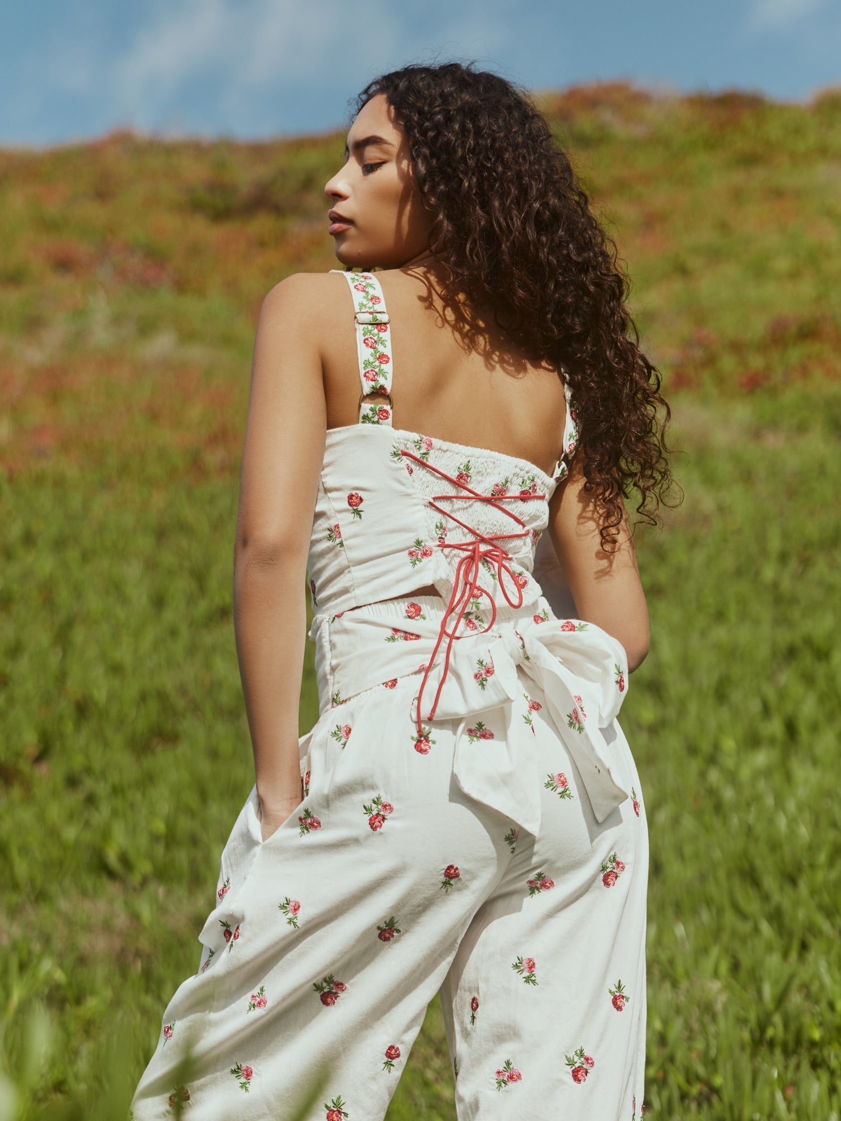 Kirby Embroidered Pants - Sugar/Salsa Ditsy Floral