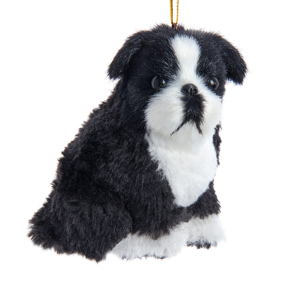 Furry Dog Ornament - Boston Terrier