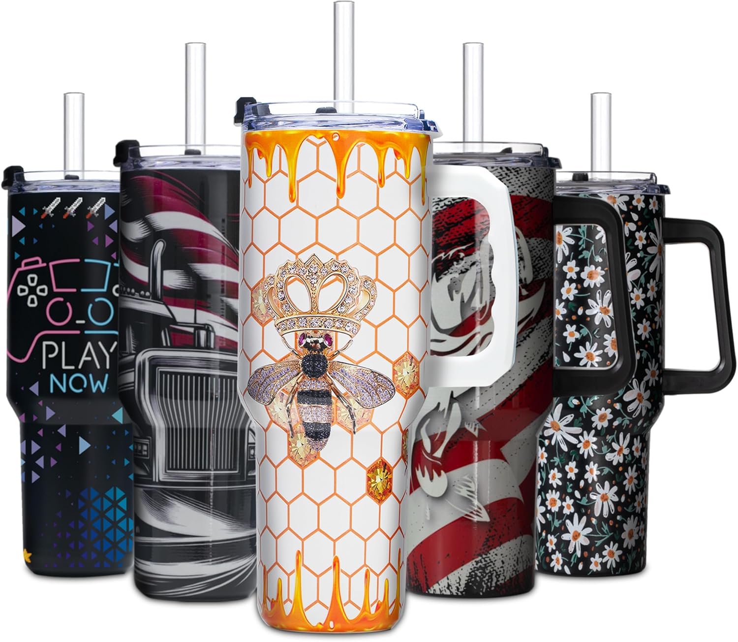 Queen Bee Gifts for Women – 40ozTumbler with Handle - Honeycomb Cup Birthday for Women, Wife, Sister, Best Friend, Teacher, Nurse – Mother’s Day Gifts for Mom