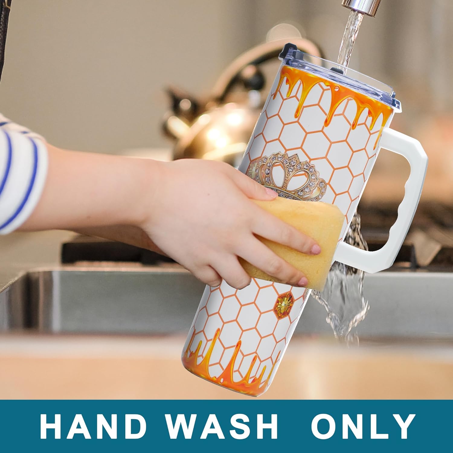 Queen Bee Gifts for Women – 40ozTumbler with Handle - Honeycomb Cup Birthday for Women, Wife, Sister, Best Friend, Teacher, Nurse – Mother’s Day Gifts for Mom