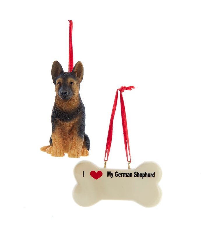 I love My German Shepherd With Dog Bone Ornaments