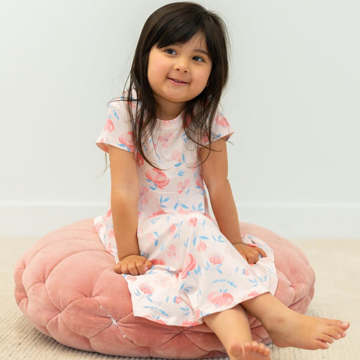 Swirly Girl Short Sleeve Dress - Peony Pink