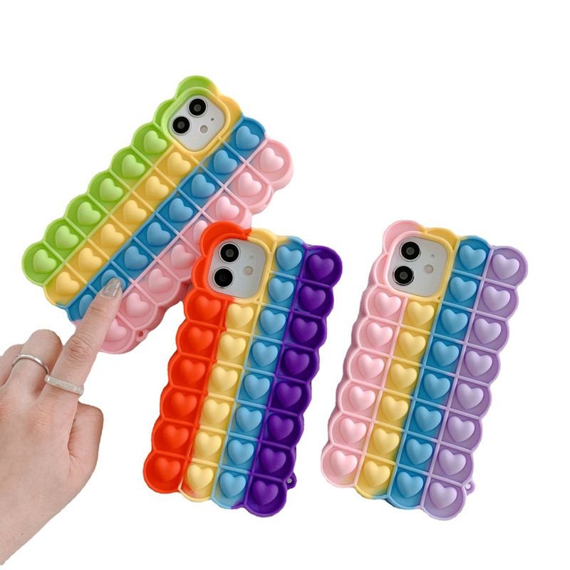 Rainbow Love Bubble is applicable to iPhone12 12 decompression mobile phone case. The pioneer XR pinch decompression protective sleeve is soft