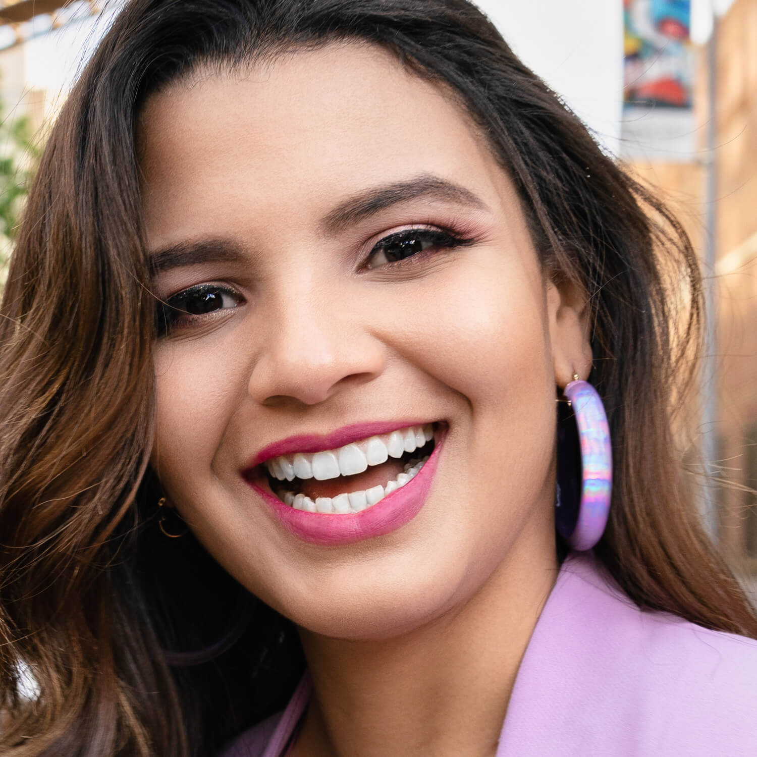 Large Rave Lucite Hoops in Purple