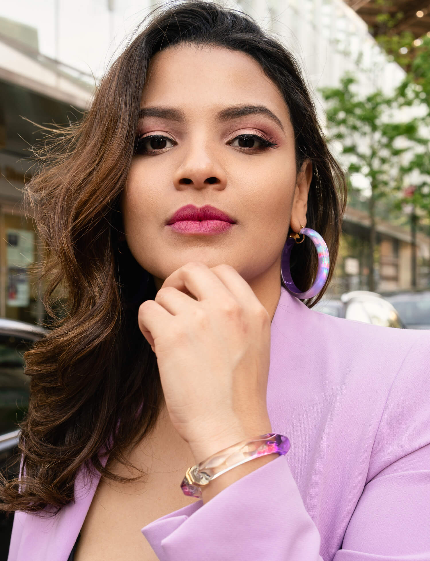 Large Rave Lucite Hoops in Purple