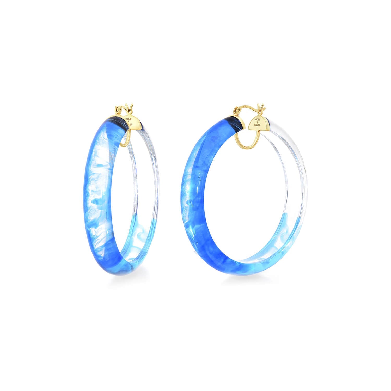 Tie Dye Lucite Hoops in Blue