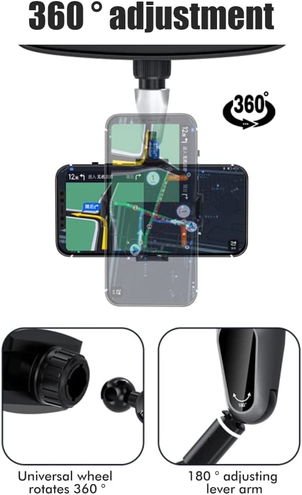 Rearview Mirror Phone Holder, Multi-Function Adjustable 360° Universal Holder, 360 Degree Car PhoneHolder Rearview Mirror,Rotato Grip Cell PhoneHolder,Multi-Function Universal Adjustable (2)