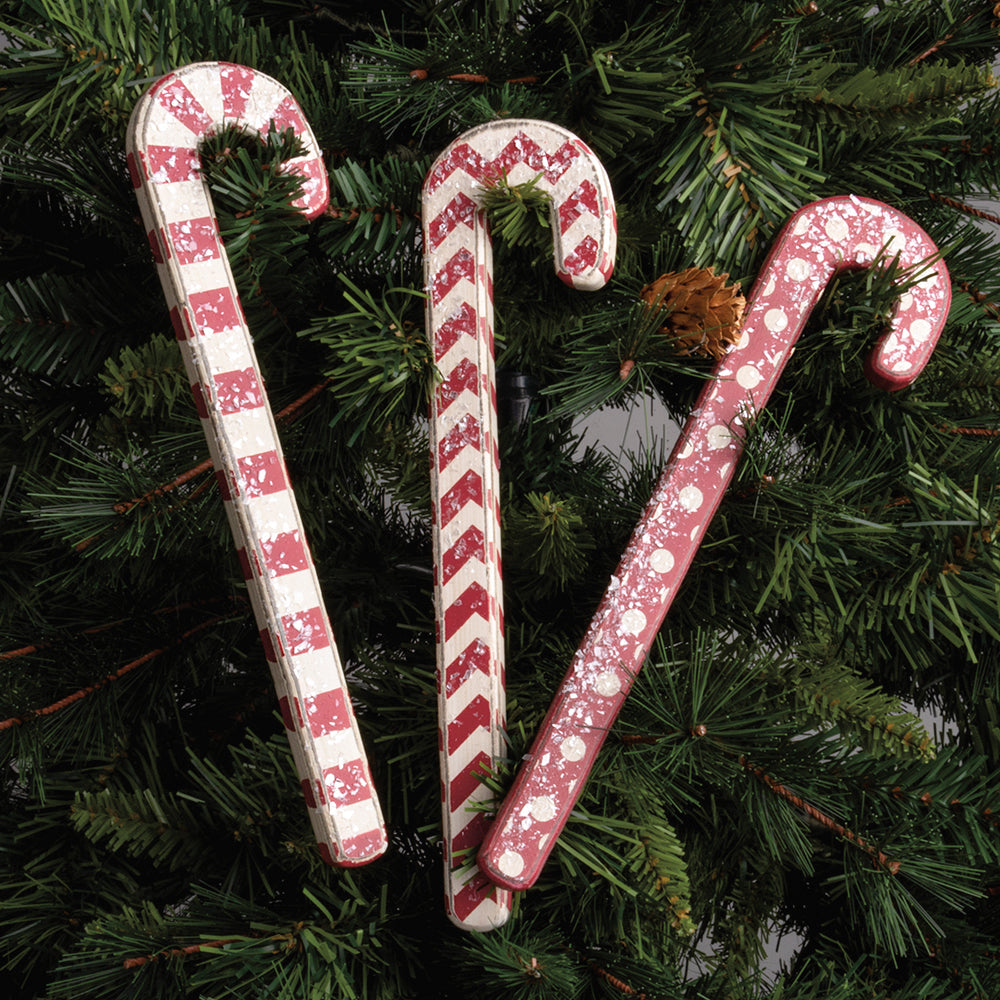 10" Red Handpainted Wood Candy Canes