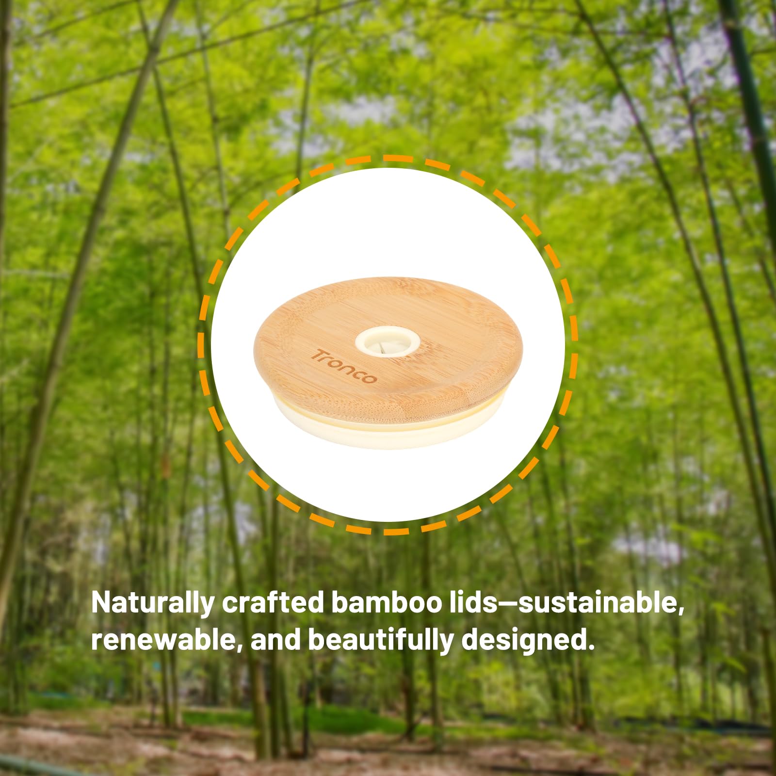 Replacement Bamboo Lid for Tumblers, Press-In Lid, Fits Tronco 32 oz 42 oz Glass Tumblers with Handle, Amber