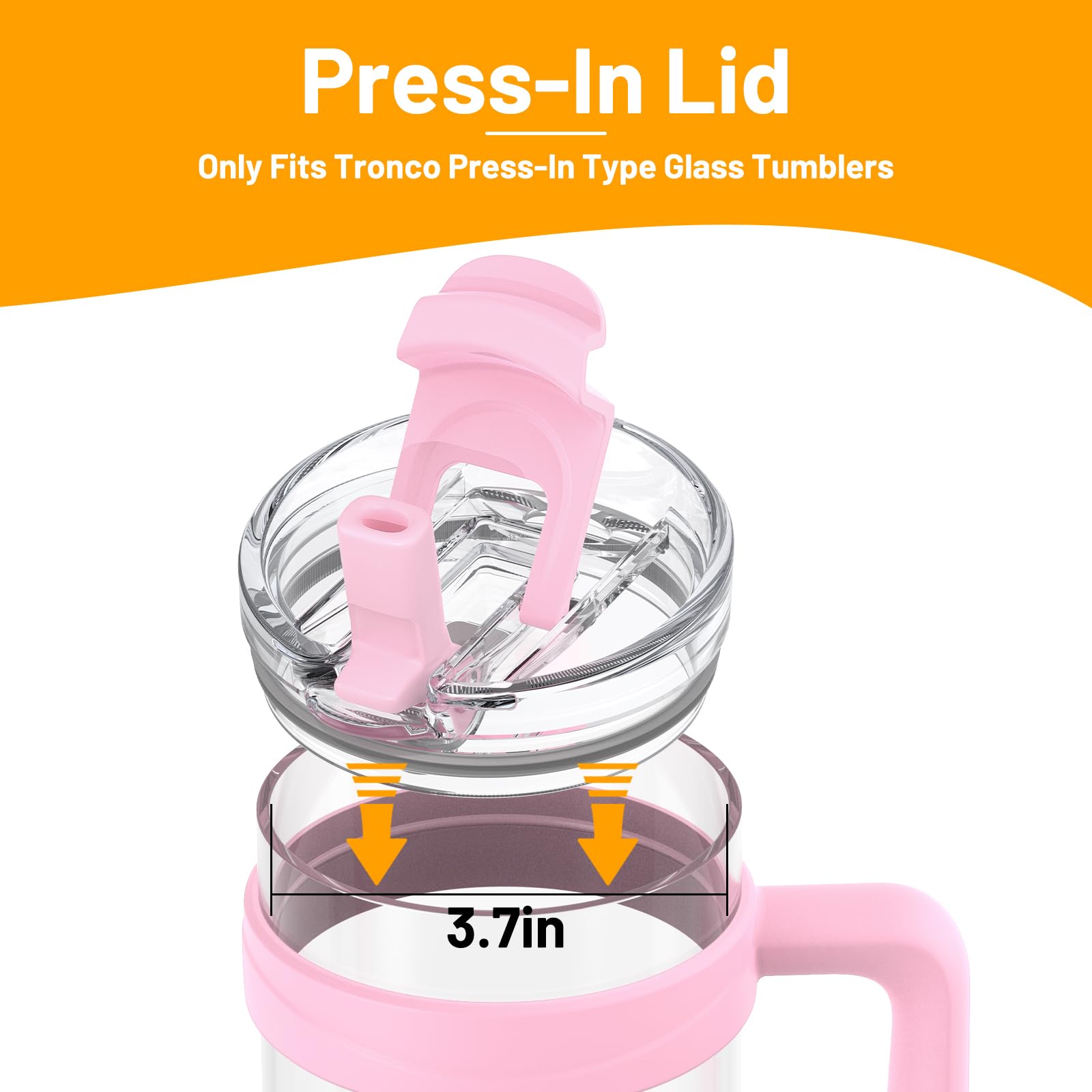 Replacement Bamboo Lid for Tumblers, Press-In Lid, Fits Tronco 32 oz 42 oz Glass Tumblers with Handle, Amber