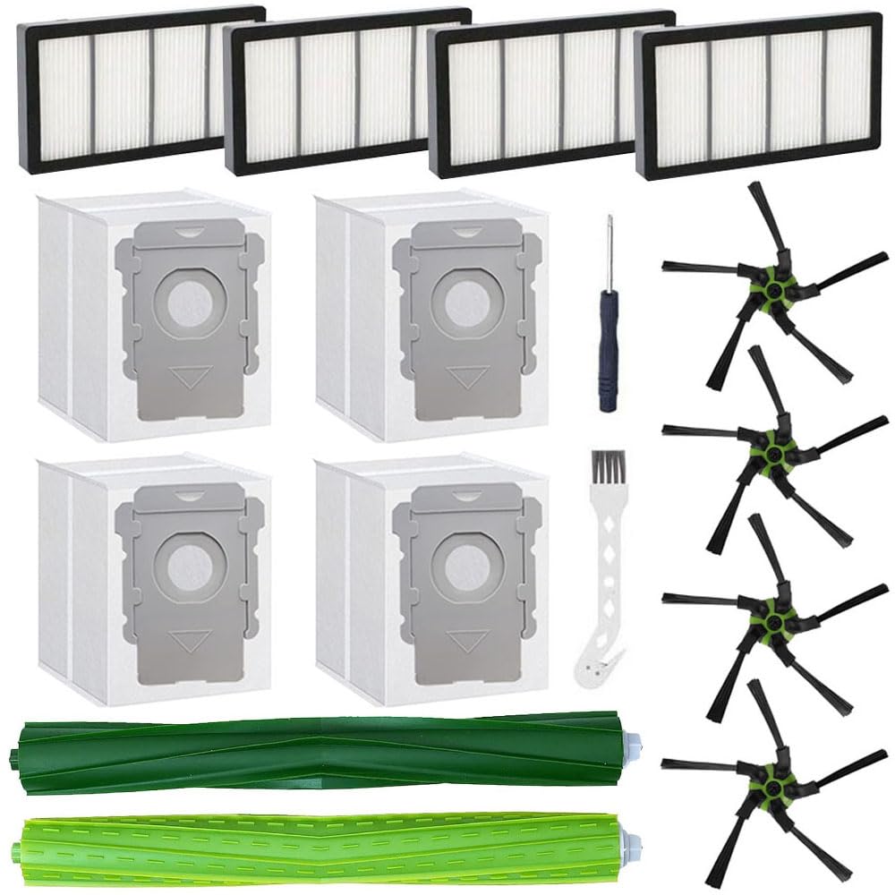 Replacement Parts for iRobot Roomba s9 (9150) s9+ s9 Plus (9550) s Series Vacuum Cleaner, Accessories includes 1 Set of Multi-Surface Rubber Brush,4 Side Brushes,4 Filters,4 Dust Bags
