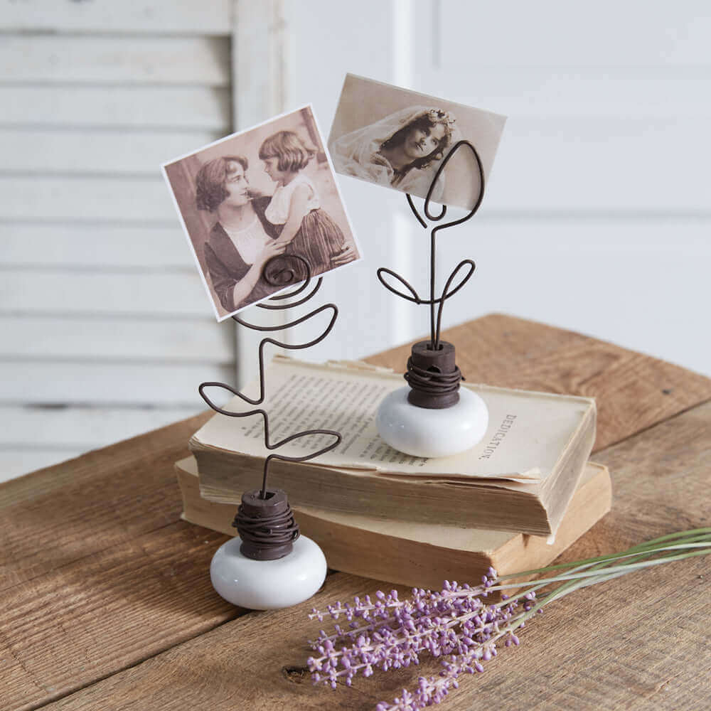 Repurposed Tulip Vintage Doorknob Photo Holder (Set of 2)