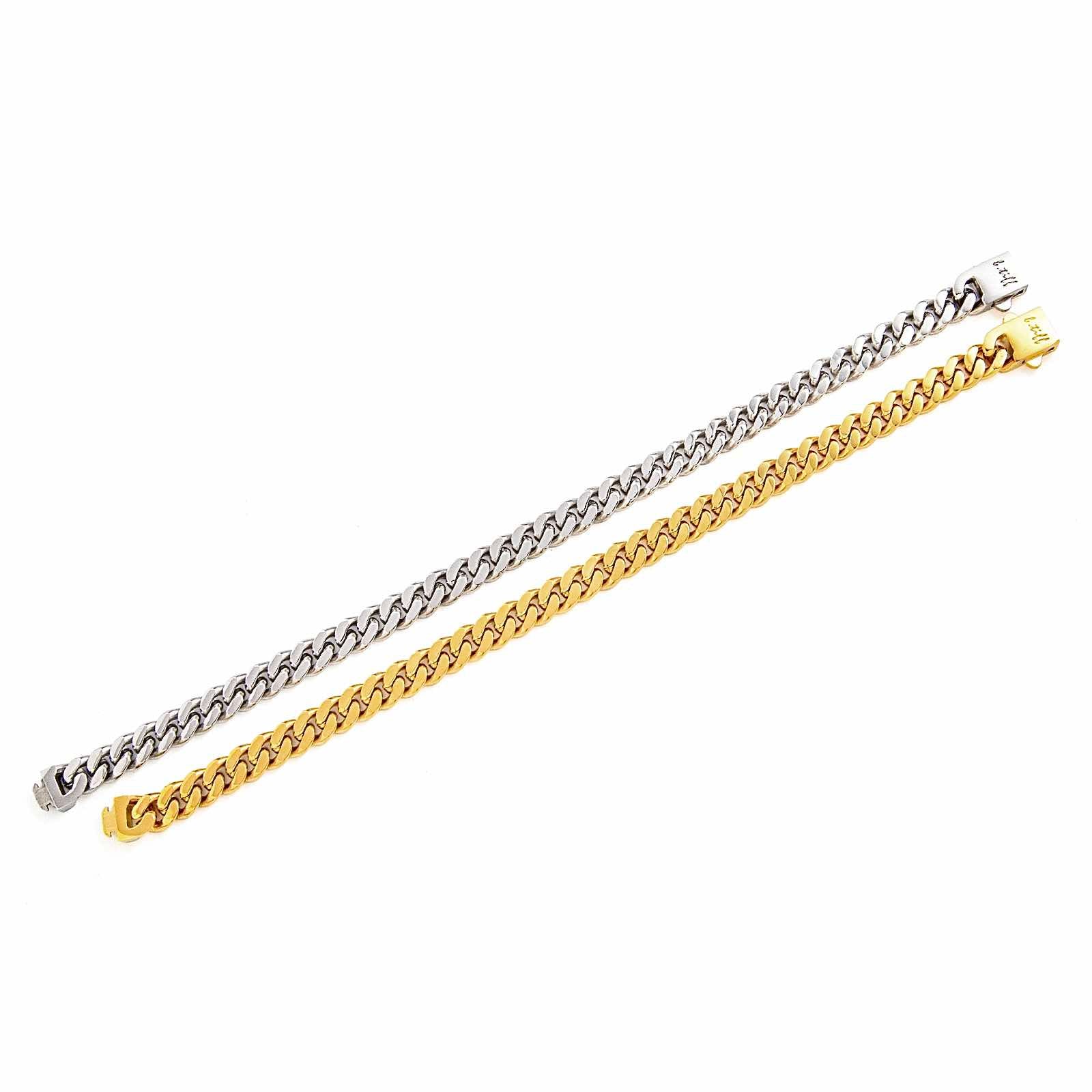 BG138G B.Tiff 8mm Gold Flat Cuban Link Bracelet