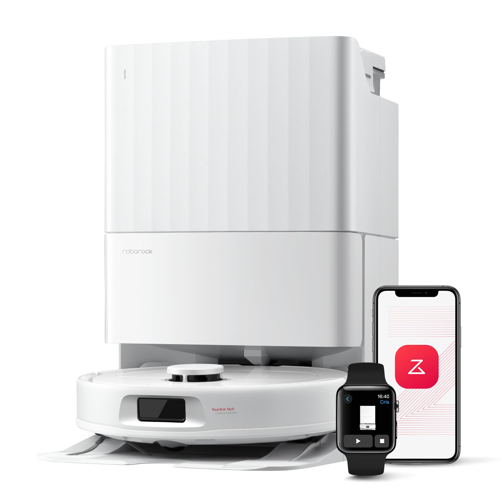 roborock Qrevo Series Robot Vacuum and Mop, 8000Pa Suction, Upgraded from Qrevo S, Anti-Tangle Brushes, Smart Obstacle Avoidance, Auto Mop Washing, All-in-One Dock, 200RPM Spinning Mops, Black(QV 35A)